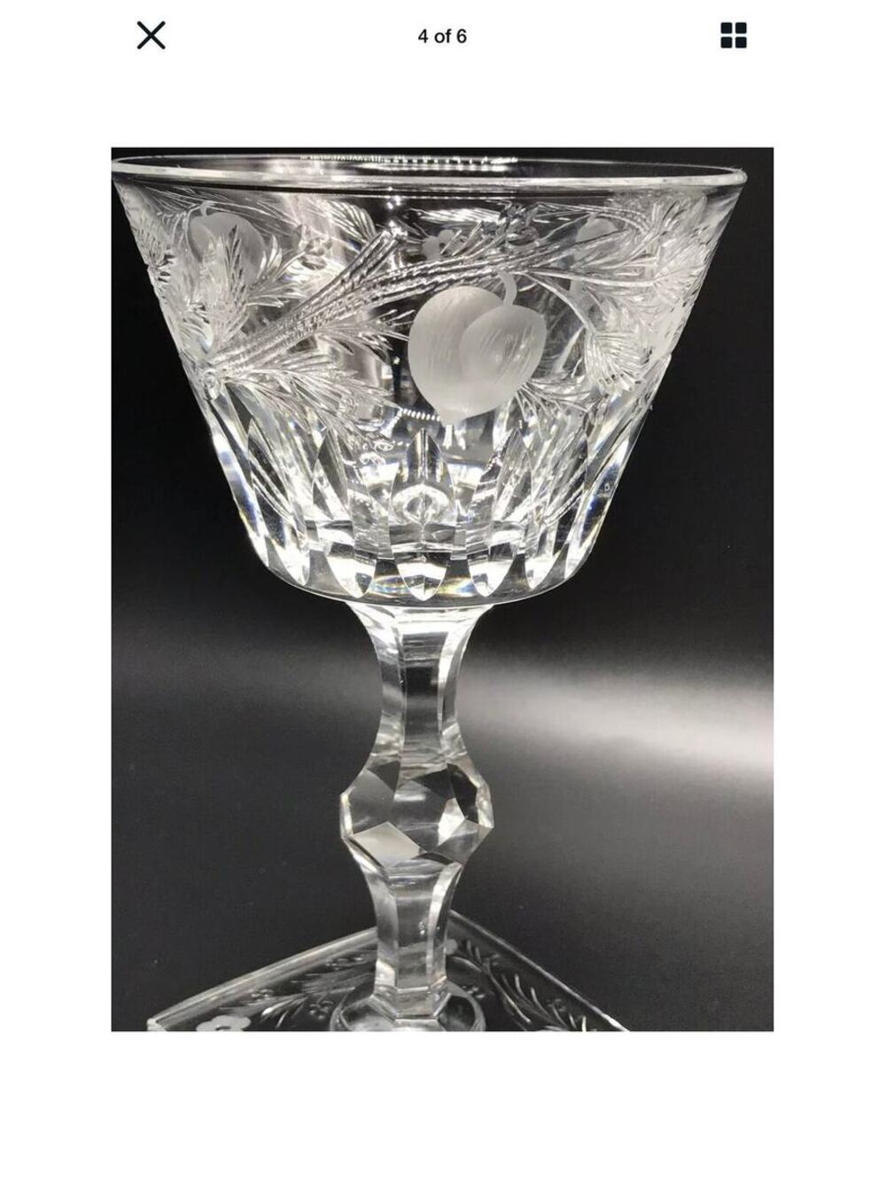 Hawkes Fruits Wine Goblet Glass 6.5" Extremely RARE Price is for 1